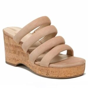 Sam Edelman Yuki Platform Caramel Suede Cork Wedge Sandals New Size 8.5